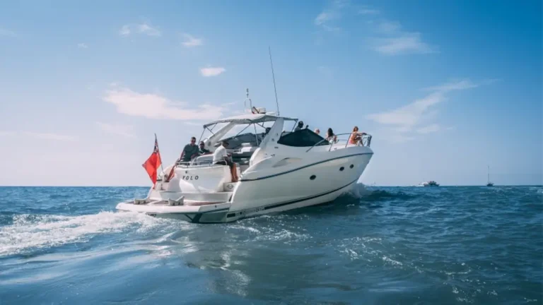 Enjoy a memorable cruise aboard the YOLO One motorboat from Marina de Vilamoura, capturing the essence of a perfect boating day.